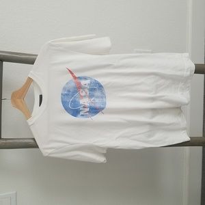 White NASA T-shirt mens Large